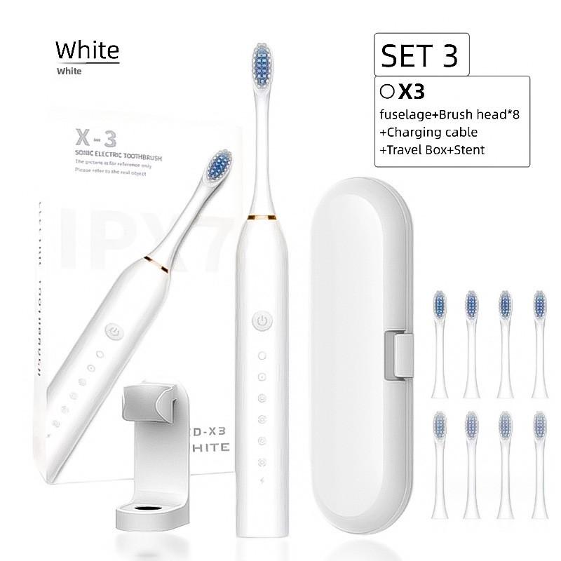 Electric Toothbrush, Rechargeable Model, Universal Soft Bristle Brush for Adults and Children, Portable Travel Set for Home Use, Toothbrush.