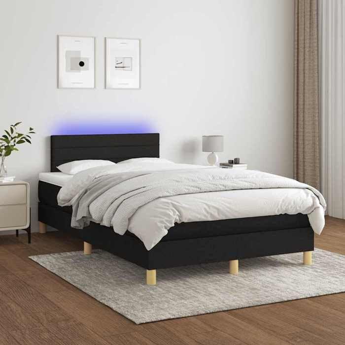 Maison Exclusive - Sommier à lattes de lit matelas et LED noir 120x190 cm tissu