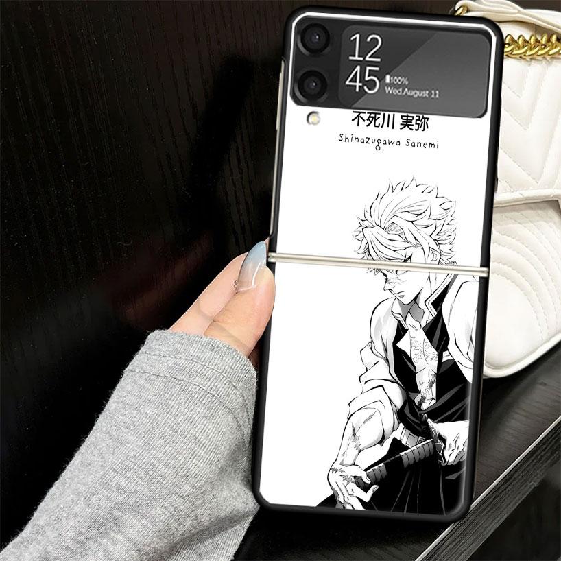 Demon Slayer Shinazugawa Sanemi Case for Samsung Galaxy Z Flip7 Flip6 Flip5 Flip4 Flip3 5G Hard Phone Shell Z Flip 7 6 5 4 3 Bla