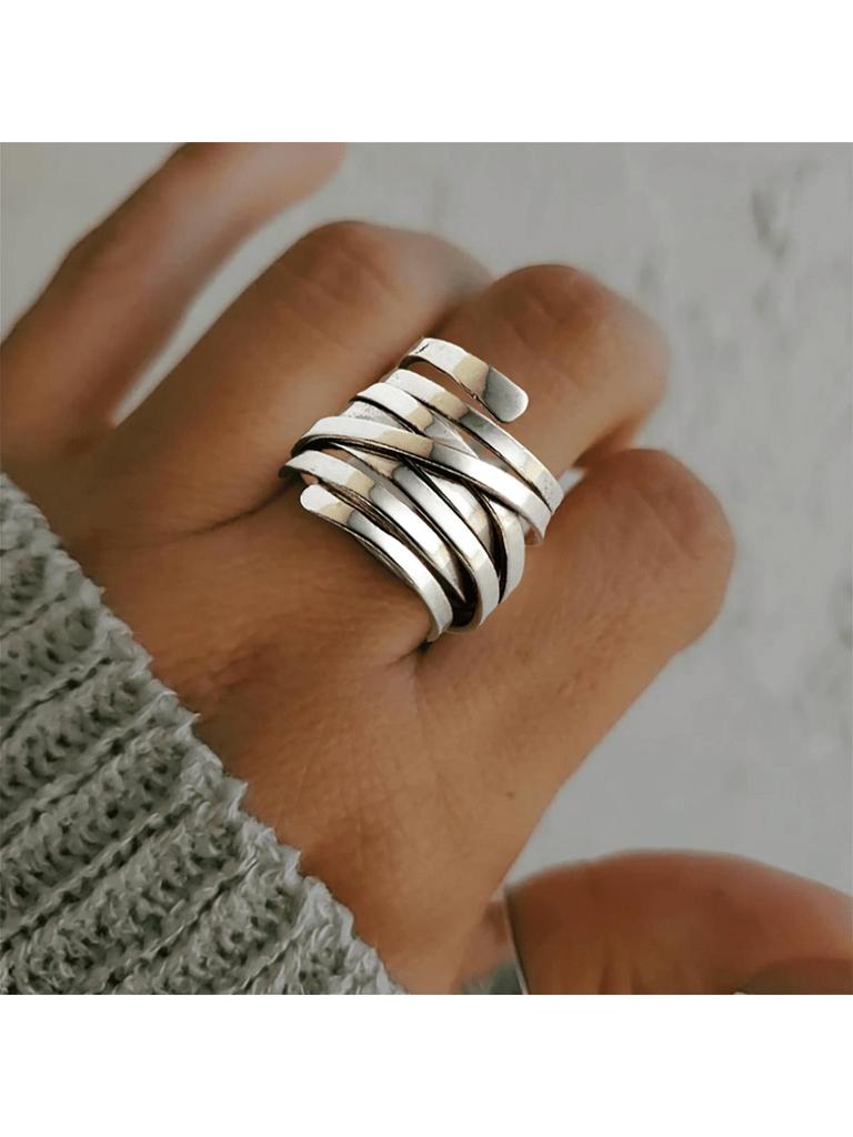 Huajie European and American Simple Metal Winding Iron Ring