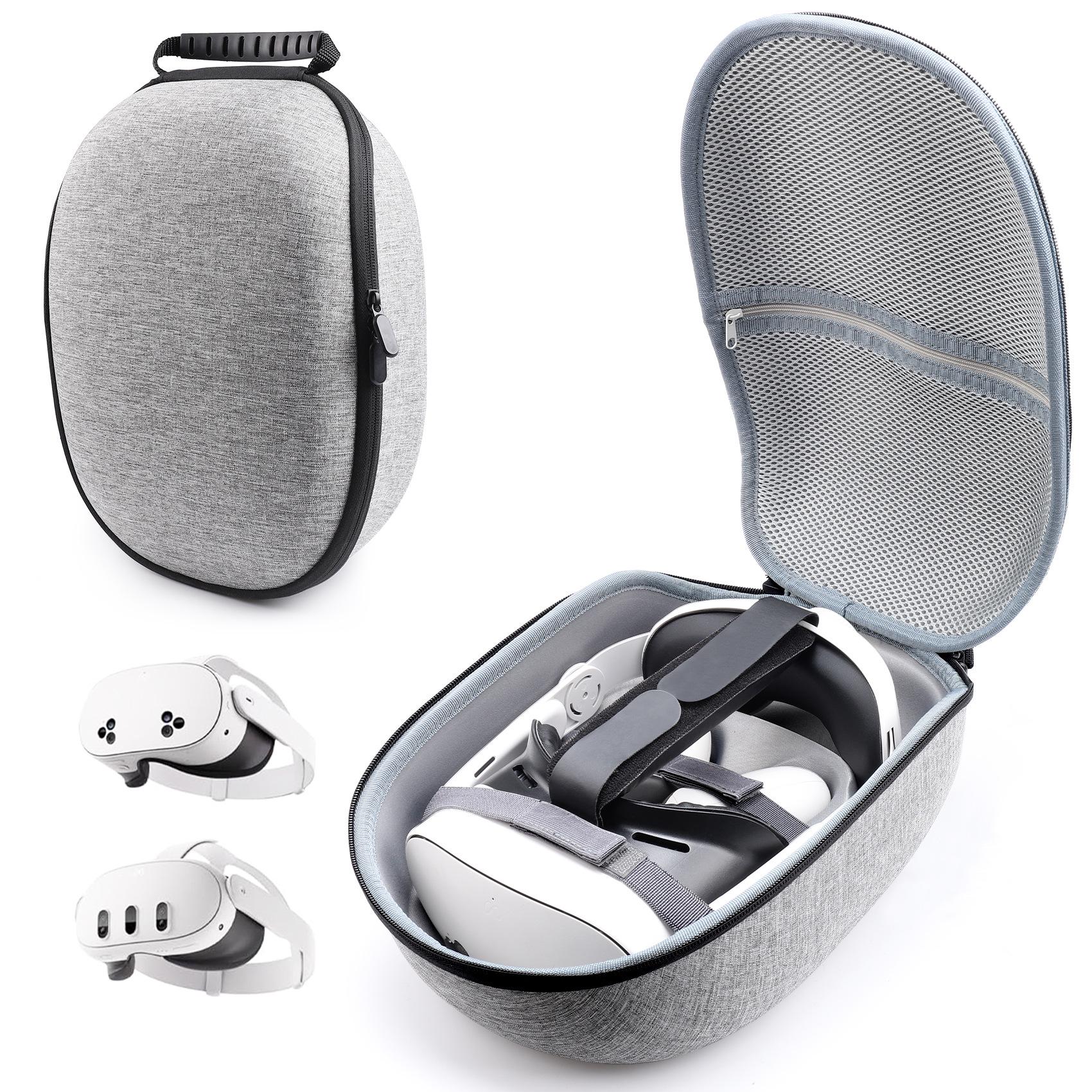 

Сумка для хранения VR-очков Meta Quest 3 и Quest 3, материал EVA, портативная и совместимая с различными устройствами с креплением на голове. светло-серый