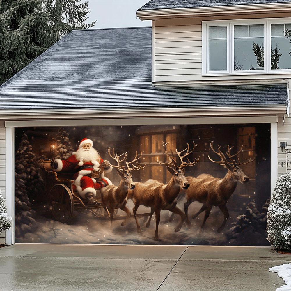 2D Türflagge 1 Stück Weihnachtsmann Schlitten Türflagge Weihnachten Radfahrer Szene Hintergrund
