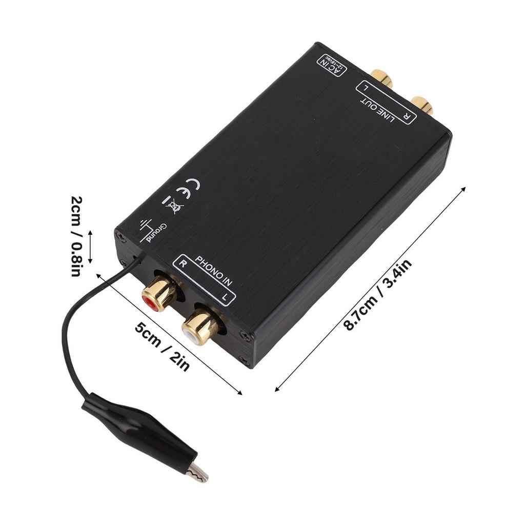 Phono Preamp 2 Input 2 Output Super Low Noise Mini Stereo Audio Phono Preamp with 2 Composite Video Interface for Record Player
