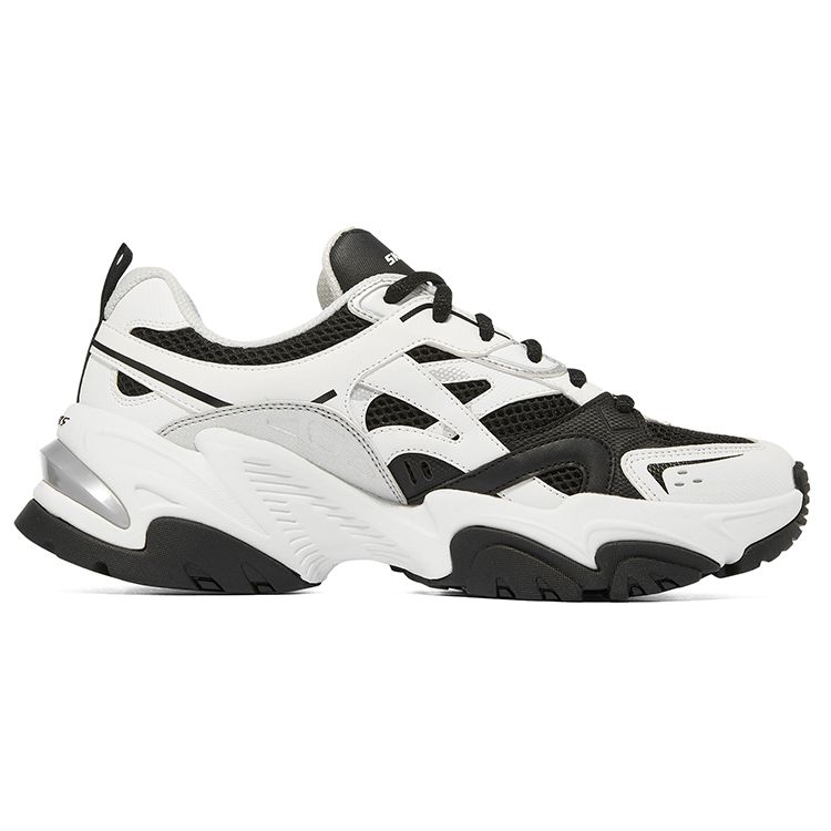 Skechers Stamina V2 Functional Retro Wear-Resistant Increased Height Low-Top Dad Shoes Women Sneaker Black White 149514-WBK