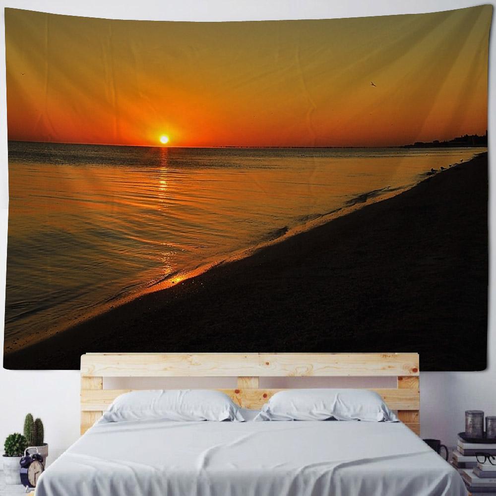 Oceano, Alba, Tramonto, Paesaggio a Telaio, Grande Appeso da Parete, Decorazione da Parete Hippie, Tessuto di Sfondo, Decorazione Artistica per la Casa