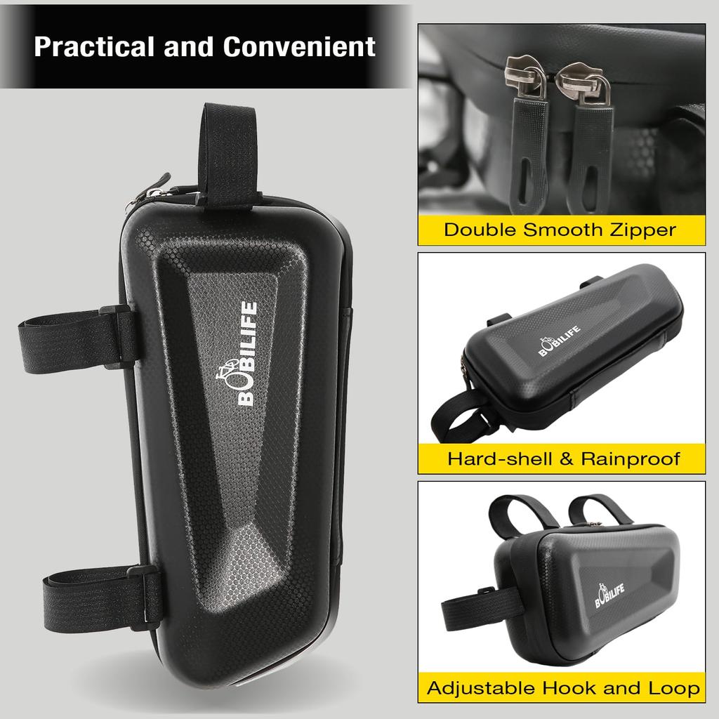 BOBILIFE Hard Shell Bike Frame Bag EVA Waterproof Bicycle Frame Bag Under Top Tube Pouch Storage Bag for Adults Cycling Road Mountain Bike Bicycle -