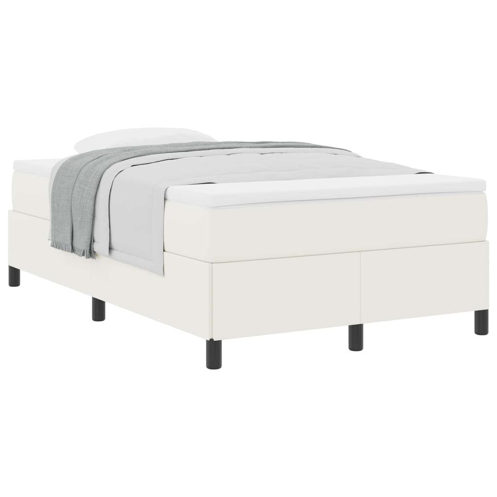 Box Spring Bed Cream 120 x 190 cm Corduroy Fabric