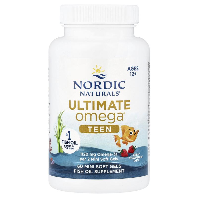 Adolescenti, Olio di Pesce Omega® Ultimate, Età 12+, Fragola, 60 Mini Soft Gel