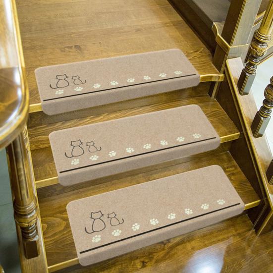 Step Mat Cartoon Pattern No Residue Easy Installation Anti-Slip Surfaces Floor Mat Wooden