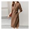 Navava Long Sleeve Dress With Vintage Waist Belt Round Neck No693