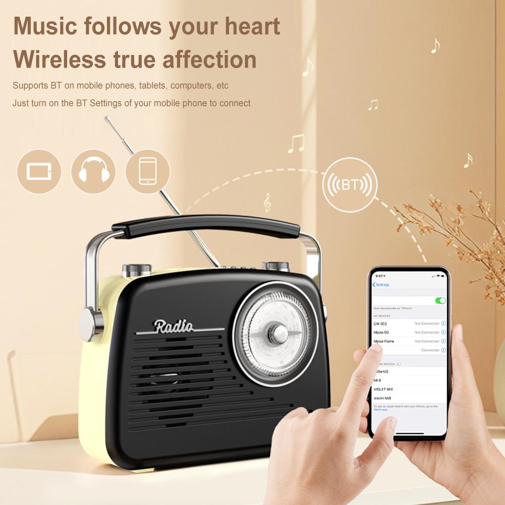 Portable FM AM SW Full Band Radio Support TF Card Vintage Radio with Bluetooth Speaker Radio Gifts for Elderly Home Bedroom