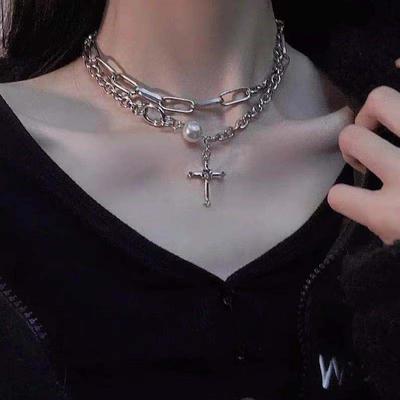 Clavicle Necklace Goth Necklace Vintage Punk Choker Chain Necklace Pendant Hip Hop Multi-layer Jewelry Gifts