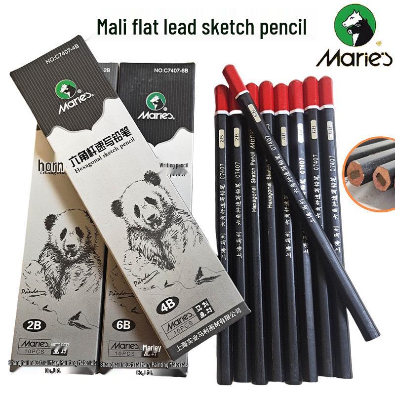 Mali C7407 Hexagonal Sketching Pencils - 2B, 4B, 6B for Art, Practice & Plein Air Creation 2B