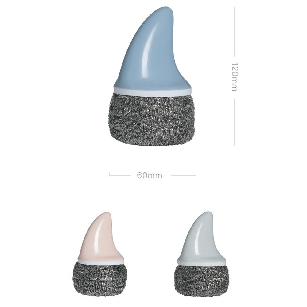 

3 PCS Stainless Steel Cleaning Brushes with Plastic Handle Kitchen Cleaning Ball Brush Household Shark Shape Cleaning Tools