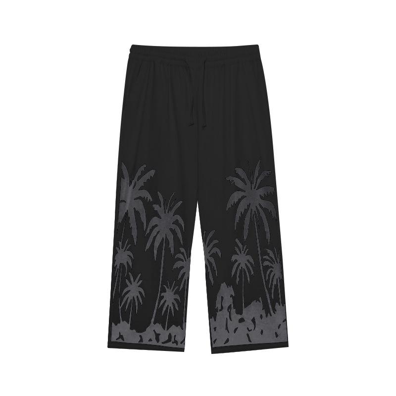 New beach men's printed casual cotton linen loose trousers