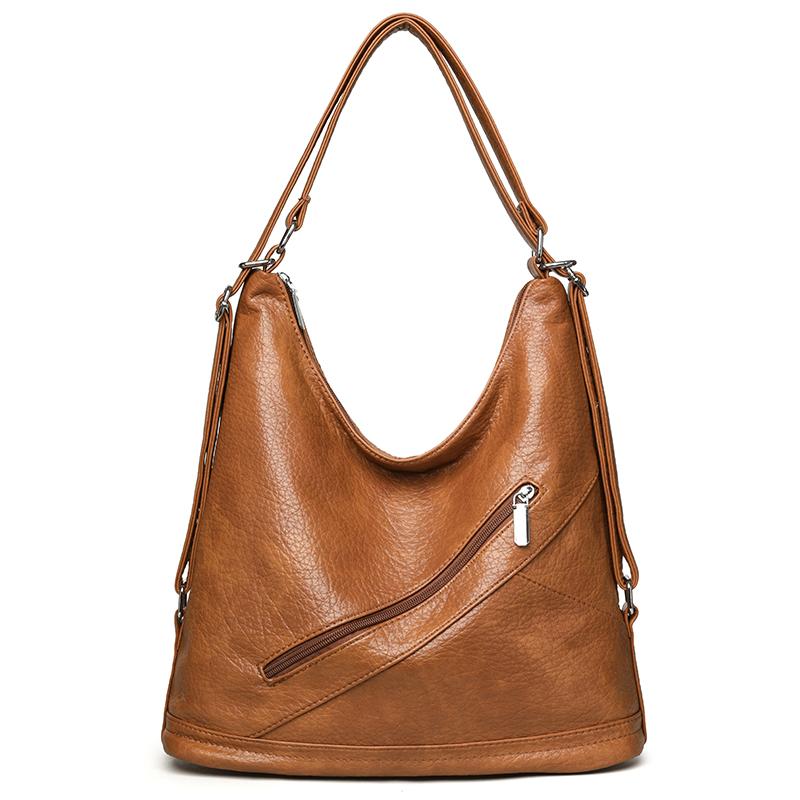 Vintage PU Leather Multifunctional Women Backpack Large Capacityf Commute Female Shoulder Crossbody Bags Travel School Backpacks