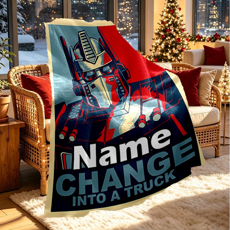 Custom Name Personalized Transformers Print Blanket, Home Decor, Bedroom, Sofa, Camping, Couch, Gifts for Birthday Christmas