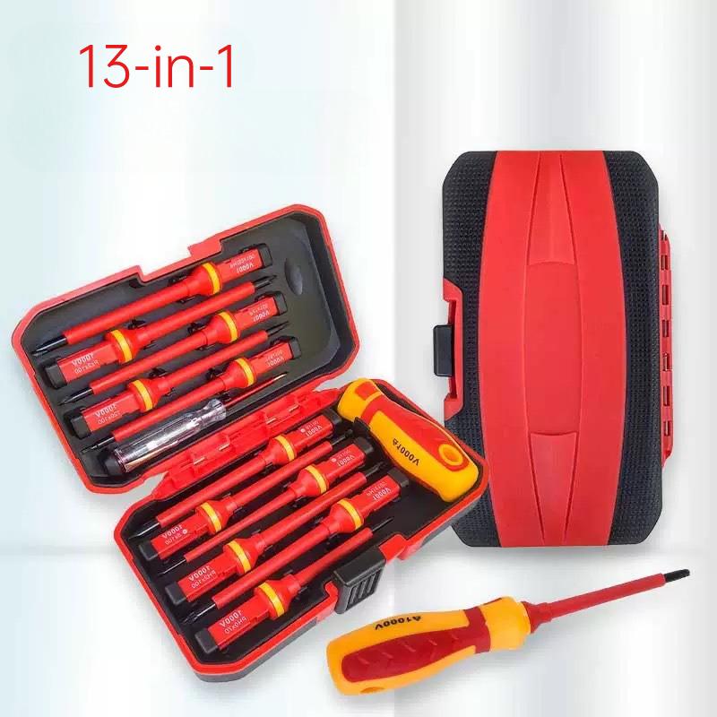 13-in-1 Electrician Repair Tools Kit Changeable Insulated Screwdrivers Set Magnetic Slotted Bits Repair Tool Electrician Tool