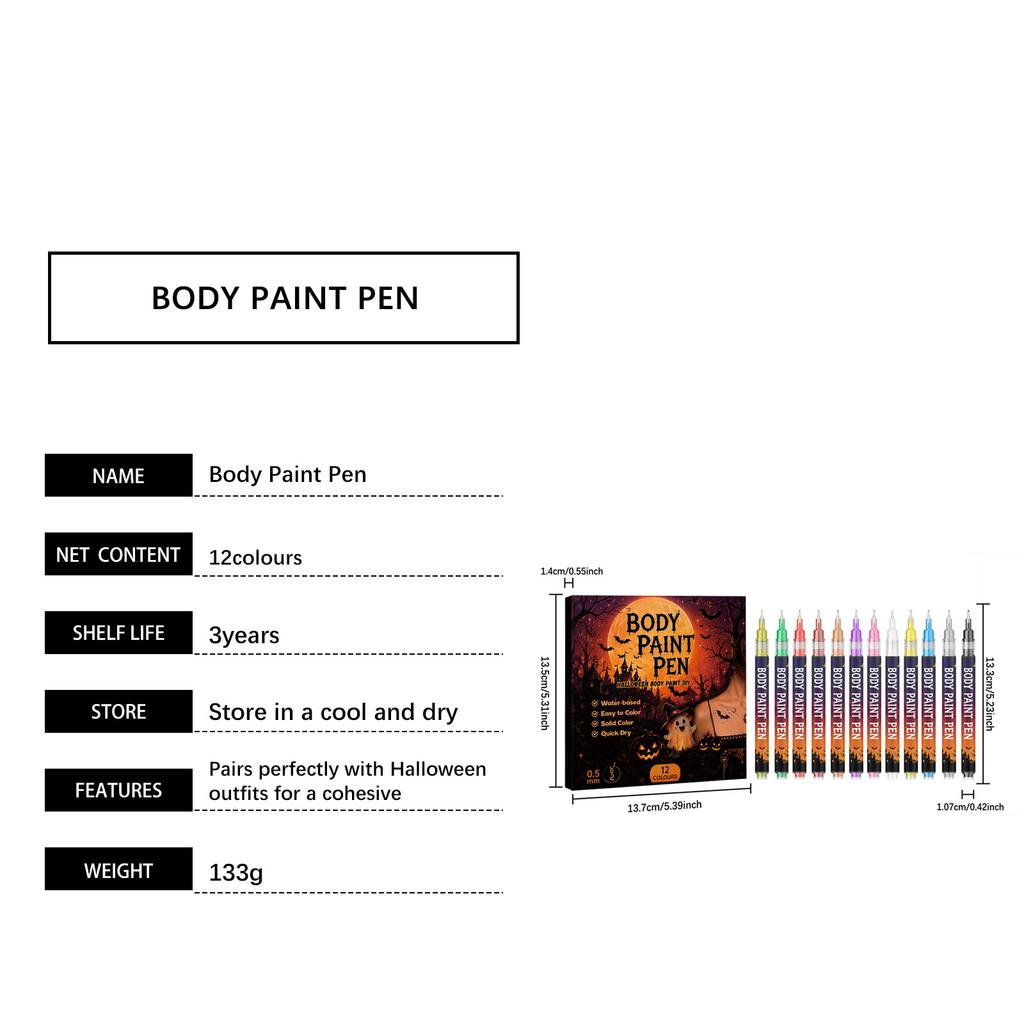 Christmas Halloween Body Paint Markers Smooth Vivid Color Waterproof Portable Face Body Graffiti Party Decor Pens