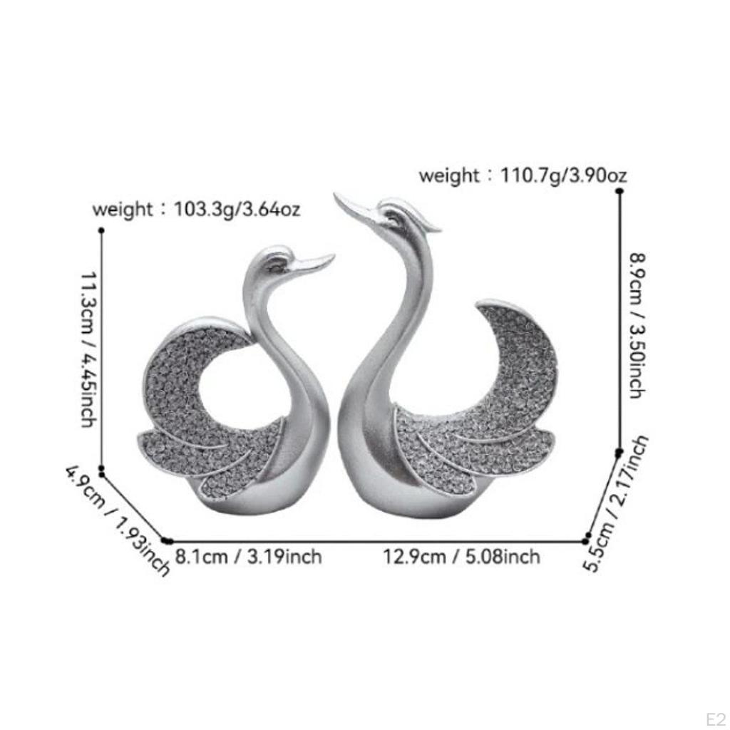 2 Stycken Svanstatyer Djurfigurer Kreativa Festfavörer Valentinsskulpturer Hartsdekorationer
