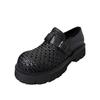Premium commuter thick-soled trendy shoes hand-woven one-pedal hollowed-out breathable business casual height-increasing leather shoes men