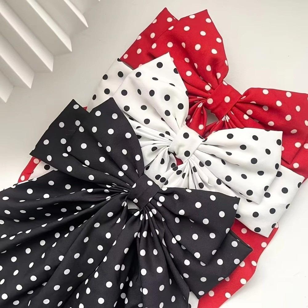 Polka Dot Pattern Polka Dot Hair Clip Floating Ribbon Long Ribbon Hair Clip  For Women
