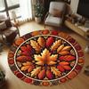Round Botanical Floral Rug with Wildflower Print In Soft Pastel Colors Boho Nature Inspired Carpet for Living Room Bedroom Decor