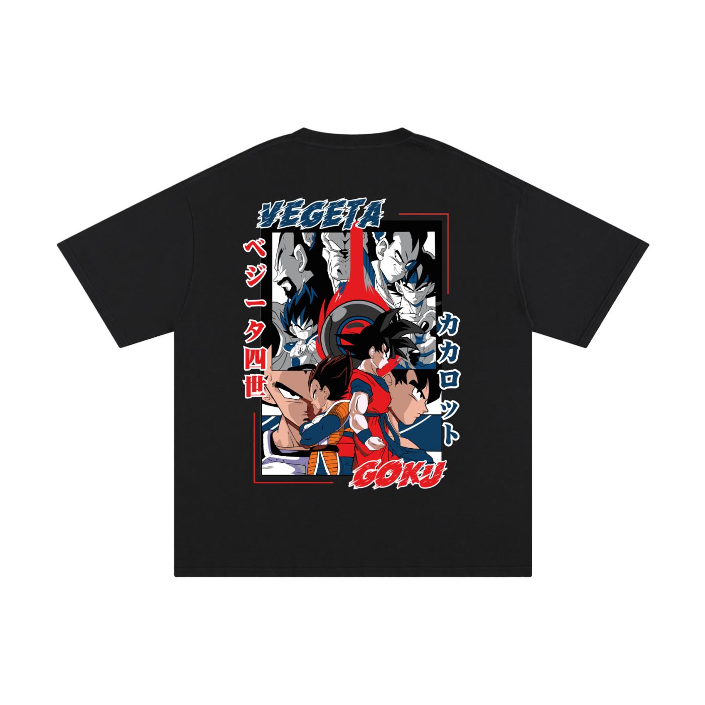 Dragon Ball Z Vegeta Goku Anime Oversized T-Shirt Black Graphic Tee Unisex XL