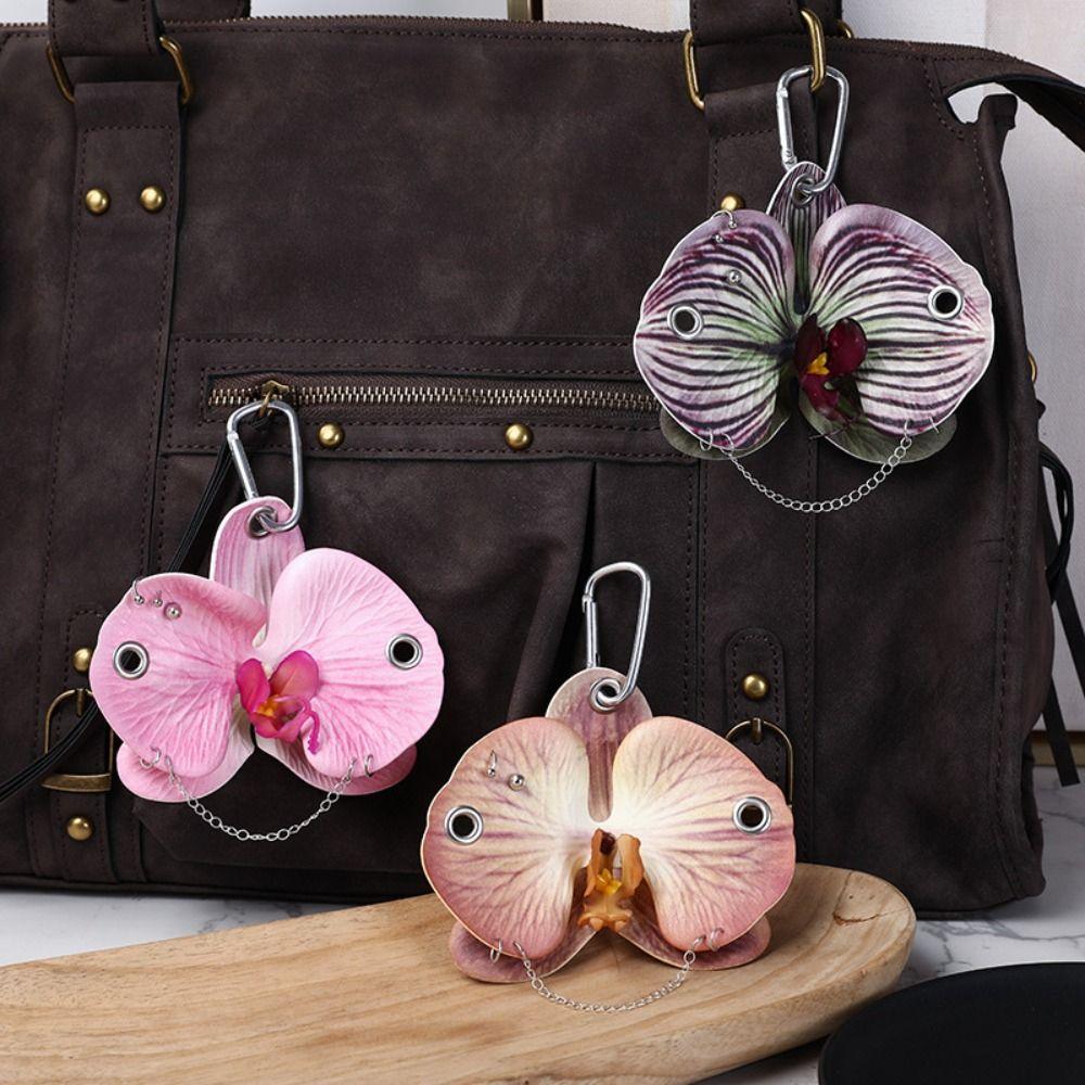 Keyring Phalaenopsis Orchid Keychain Phone Charms Bag Pendant Imitation Flower Pendant Couple Kids