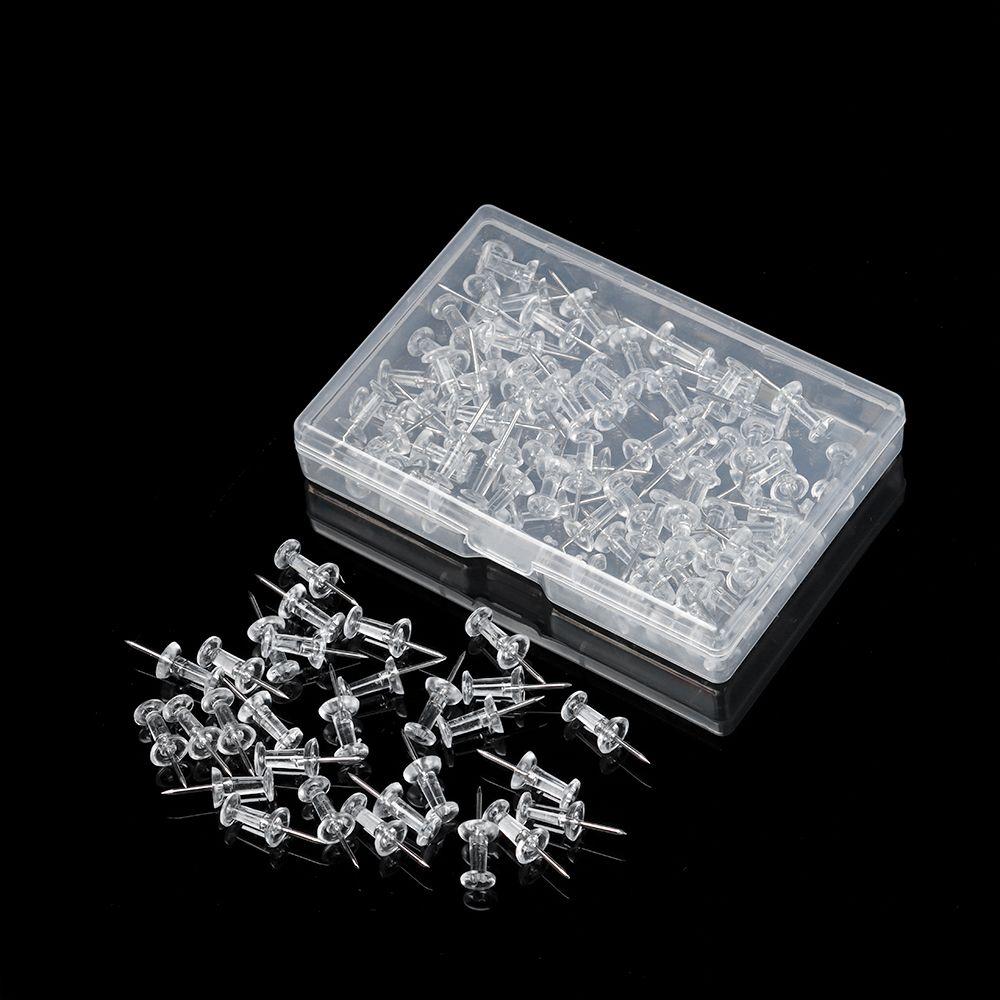100 Pcs Plastic Clear Tacks Push Pins Drawing Pins Stationery Buttons Pins Office School Stationery Supplies