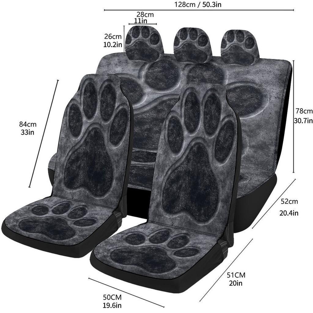 Set Huse pentru Scaune Auto cu Tematică Labă de Animal Pentru Majoritatea Mașinilor, Decorative, la Modă, de Înaltă Calitate, Huse Protectoare pentru Scaune Auto Set Complet, Universal