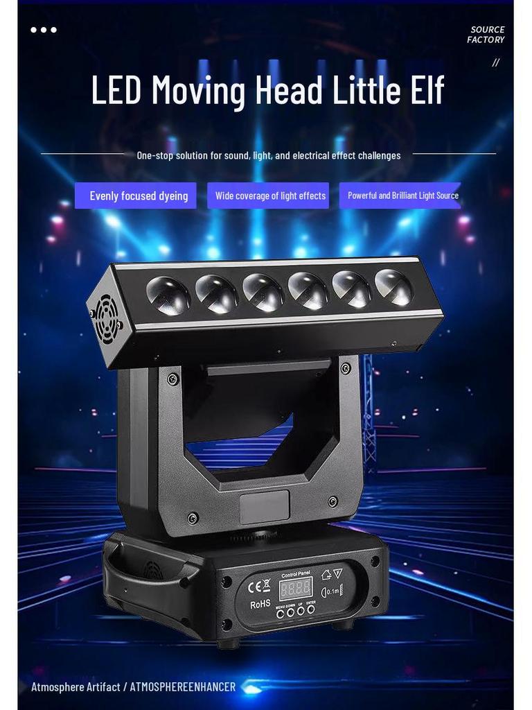 RGBW Wash Light Bar with 6 High-Brightness LEDs for Stage, KTV, Live Rooms & Background Ambiance