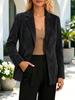 Women Lapel Collar Single Breasted Corduroy Jacket Plush Lined Casual Long Sleeve Blazer Coat