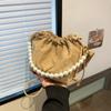 New pearl handbag trendy versatile fashion pleated cloud bag chain shoulder crossbody bucket bag