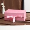 Pure Color Gift Box Flip Cover Ribbon Decoration Cardboard Folding Box One-Piece Design Foldable Wrapping Box Holiday Party