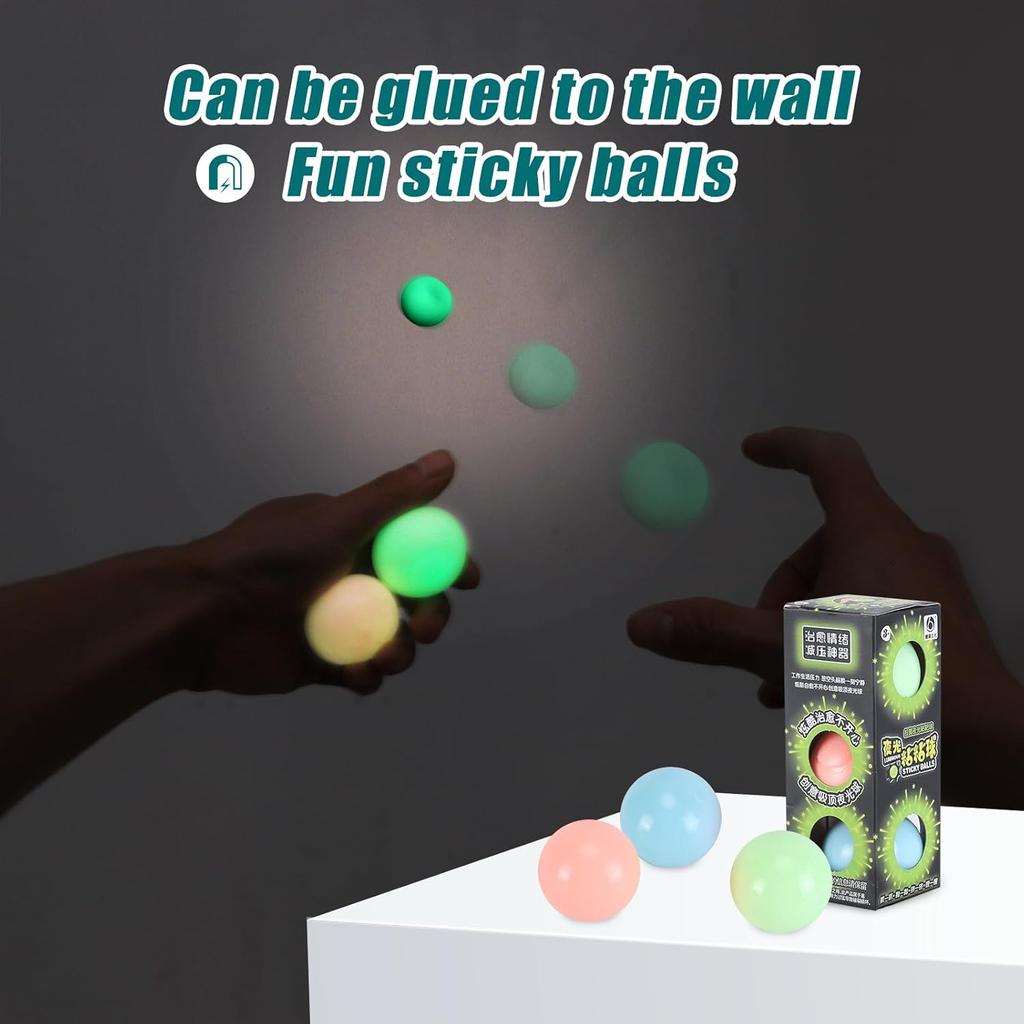 3pack Dream Balls,Glow In The Dark Sticky Balls That Stick To The Ceiling,Stress Relievers Stress Balls for Kids and Adults,Elevated Balls,ASMR Cool
