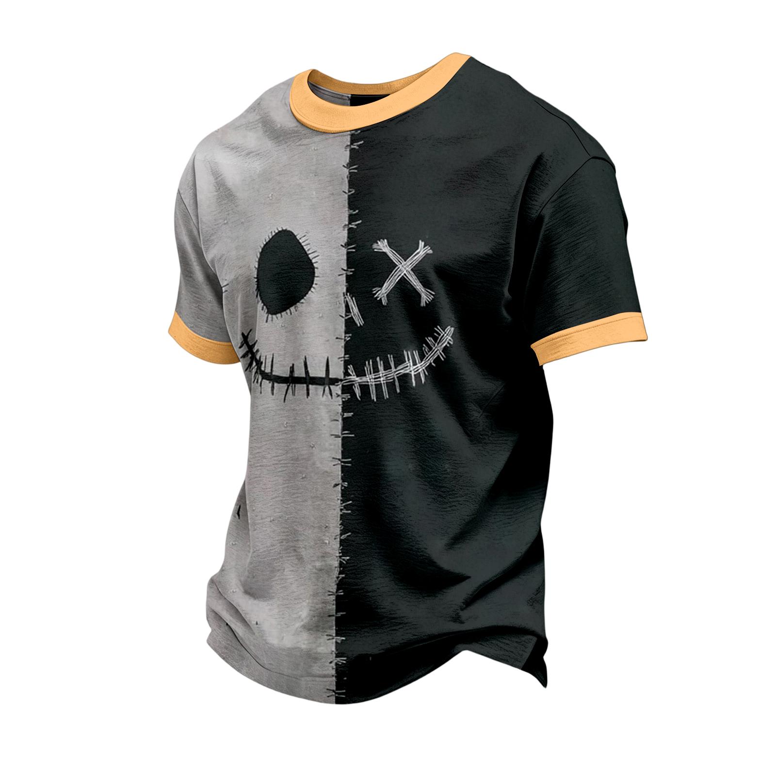 Men s Short Sleeve Halloween Print T-Shirt Casual Fashion Top L
