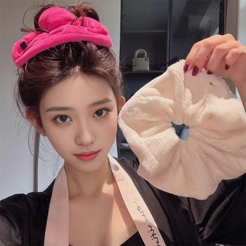 Vintage Solid Color Large Hair Scrunchies For Women Girls  High Absorbency Plush Elastic Hair Rope Sweet Hair Accessories
