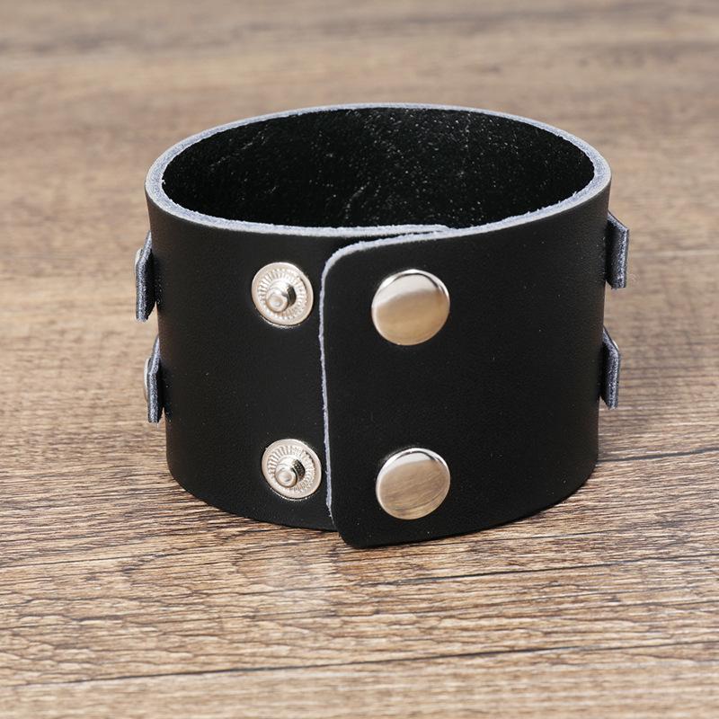 Nuovo Bracciale Punk in Pelle di Mucca Largo per Uomini alla Moda