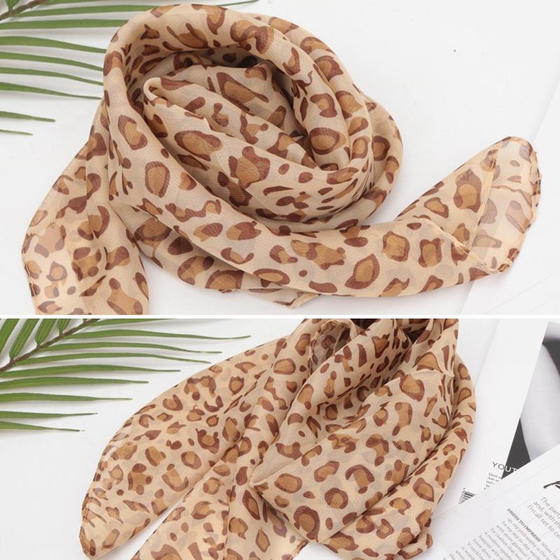 1ks ozdobný pásek do vlasů šátek s leopardím potiskem Šifon čtvercový šátek na ochranu před sluncem Vintage
