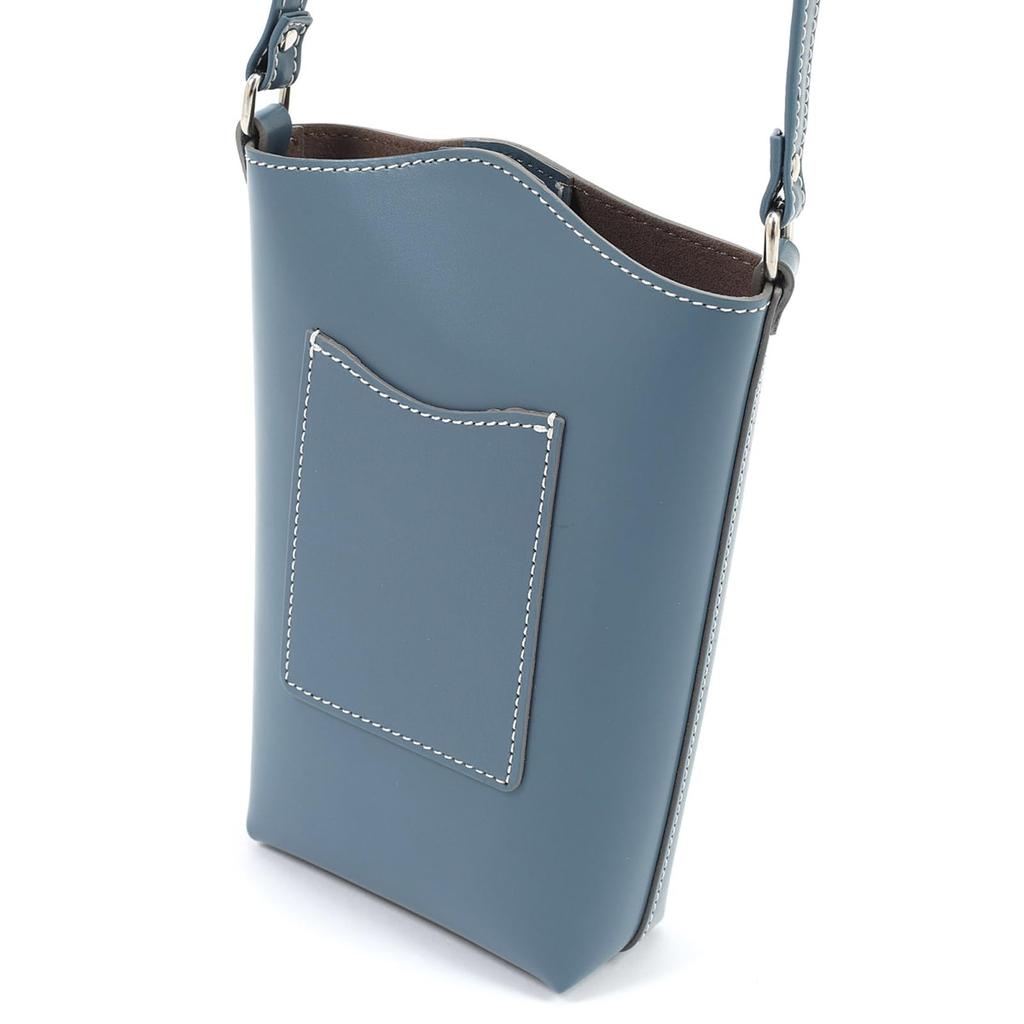 Handwritten Logo Smartphone Shoulder Bag Stitch 20911 [Kitamura] N-0021 Women's Blue/Ivory [Blue]