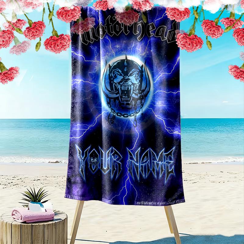 Name Custom Band Motörhead Print Beach Towel, Large Soft Quick Dry Towel for Beach Camping Swimming