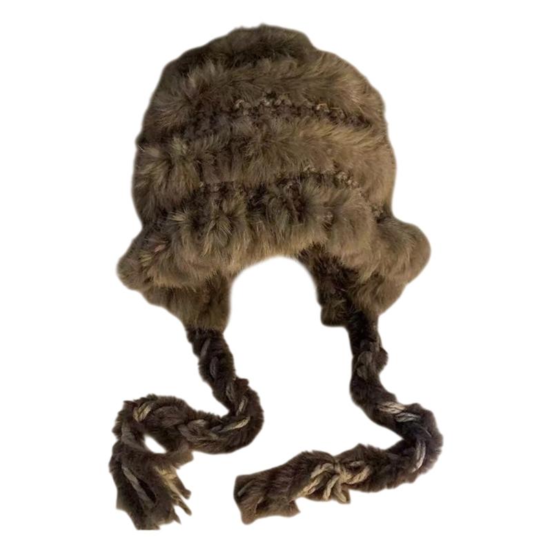 Plush Hat With Ear Warmth And Playfulness Hand Decoration For Winter Outdoor Activity Cold Weather Protection