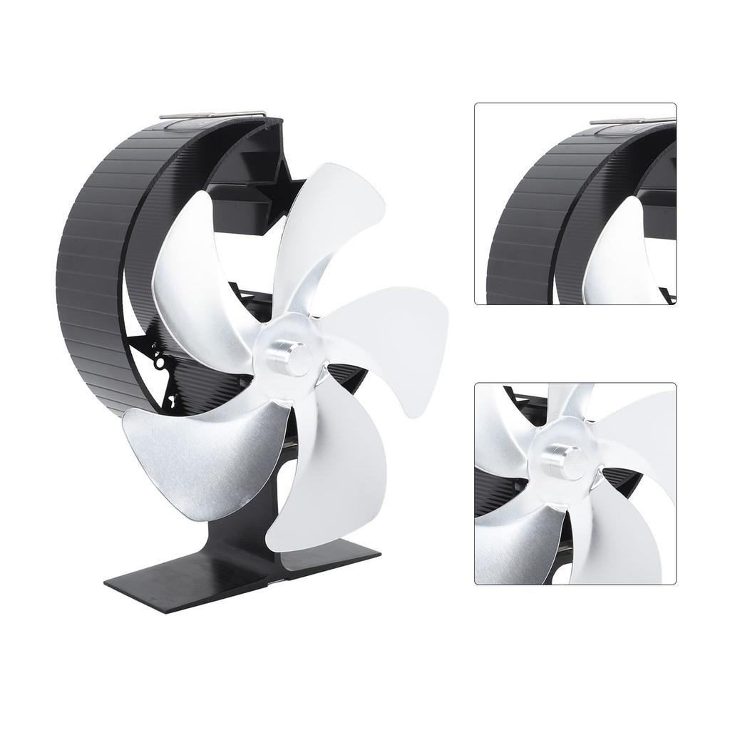 Holzofenlüfter 5 Schaufeln Ultra Leise Luftzirkulation Heizung Energieeinsparung Hitzegetrieben Kamin