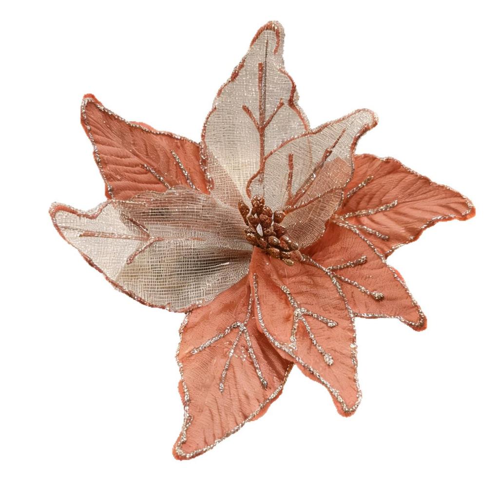 Glitter Flower Mesh Fabric Christmas Floral Arrangement Decoration