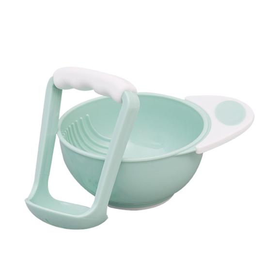 2Pcs/Set Manual Baby Food Fruit Masher Bowl Grinder Grinding Rod Feeding