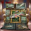 Fish Art Collection 2D Flat Pattern Flannel Blanket, High Quality All Seasons, Home Decor, Warmth and Comfort, Perfect for Christmas Gifts.