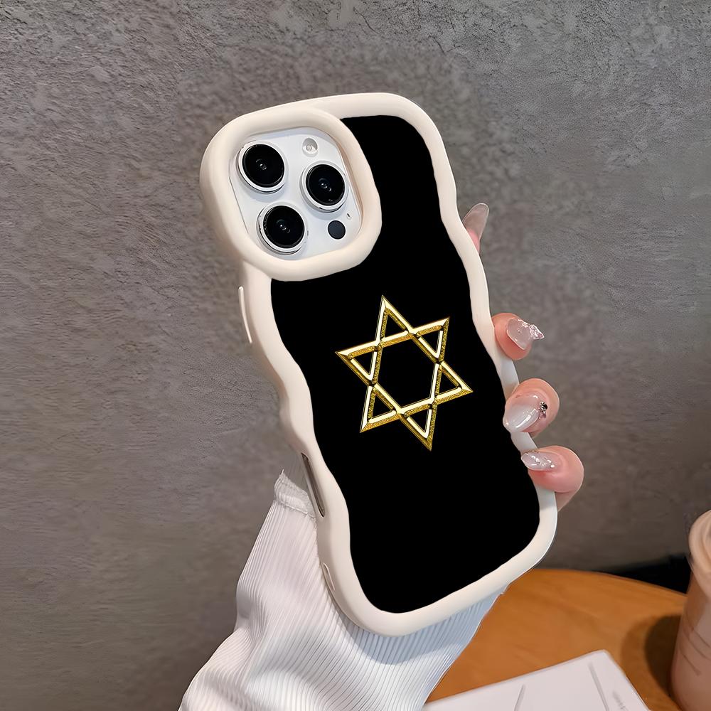Jewish David Star Mobile Cell Phone Case for iPhone 17 16 15 14 13 12 11 Air Pro Max Plus Wavy Edge TPU Colorful Cover Cover
