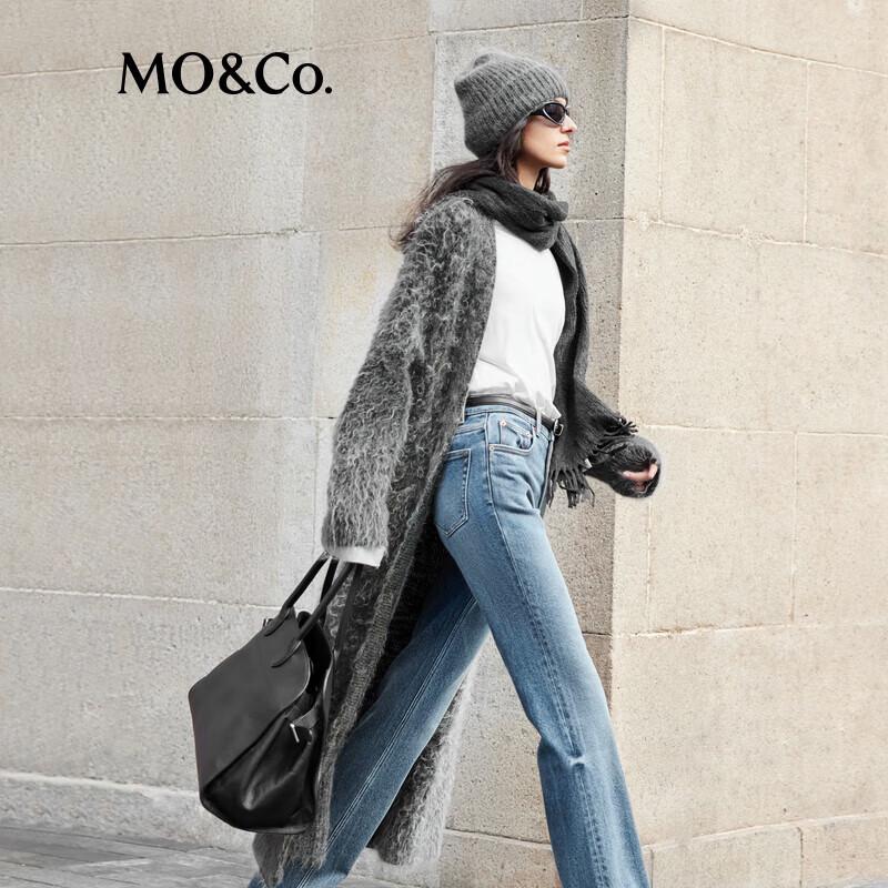 MO&Co. Mohair Wool Blend Long Sweater Coat