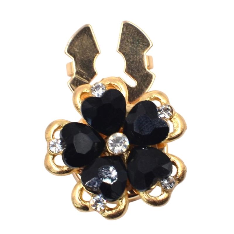Rhinestones Button Covers for Women Elegant Flower Designs Detachable Clip On Shirt Decoration Accessory